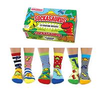UNITED ODDSOCKS 6 Pack Boys Sockasaurus Novelty Dinosaur Socks in Gift Box
