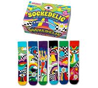 United Oddsocks Sockedelic Gift Box - 6 Way-Out Odd Socks for Men - UK 6-11, EUR 39-46, US 7-12 - Colourful Mix & Match Novelty Socks with Psychedelic Patterns - Fun, Funky Gift for Men Who Love Style