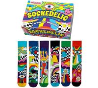 United Oddsocks Sockedelic Gift Box - 6 Way-Out Odd Socks for Men - UK 6-11, EUR 39-46, US 7-12 - Colourful Mix & Match Novelty Socks with Psychedelic Patterns - Fun, Funky Gift for Men Who Love Style