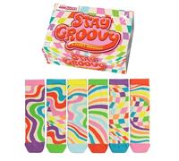 United Oddsocks Stay Groovy Gift Box for Women - 6 Funky Mismatched Socks - 70s Disco-Inspired Patterns - 15 Colourful Combos - UK 4-8, US 6.5-10.5, EU 37-42 - Cotton Rich Retro Gift Set