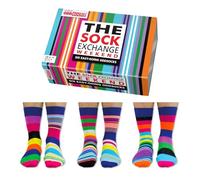 United Oddsocks The Sock Exchange Weekend Gift Box - 6 Colourful Easy-Going Mix & Match Odd Socks for Men - UK 6-11, EUR 39-46, US 7-12 - Fun Striped Novelty Socks Gift for Birthdays & Weekends
