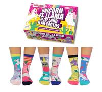 United Oddsocks Unicorn vs. Llama in the Land of the Cactus - 6 Odd Socks You Wouldn’t Believe - UK 4-8, EUR 37-42, US 6.5-10.5 - Mix & Mismatch Gift Box with Unicorns, Llamas, Sloths, and Cacti