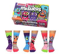 United Oddsocks Women's Odd Socks Novelty Mismatched 3 Odd Pairs Miss Mashers Monsters | Size: 12.5-5.5 United Oddsocks Multicolor 12.5-5.5