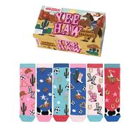 United Oddsocks Yee Haw Kids Gift Box - 6 Mismatched Cowgirl Socks - Boots, Cacti & Horses - 15 Combos - UK 12-5.5, US 13.5-8, EU 30.5-38.5 - Western Style, Colourful, Cotton Rich Socks for Girls