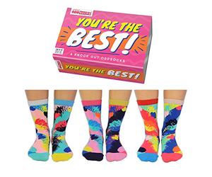 United Oddsocks You're The Best Ladies Box of 6 Oddsocks - UK 4-8 EUR 37-42 | US 6.5-10.5, Fun and Silly Novelty Socks, Colourful Mismatched Odd Socks, Birthday Gift for Women, Secret Santa Gift