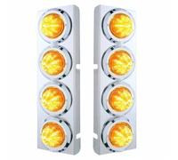 UNITED PACIFIC 33722 Air Cleaner Light Bar, Front, Stainless Steel, with Bracket, Clearance/Marker Light, Amber LED and Lens, with Chrome Bezels, 9 LED Per Light, for Peterbilt Trucks