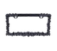 United Pacific Universal Die-Cast Metal, Black Skull License Plate Frame Holder for Cars, Trucks, RVs, Semi, Tough & Durable Car Accessories - 1 Unit