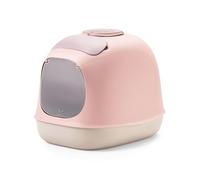 United Pets Minu Hooded Cat Litter Box, Made in Italy, Scoop and Filter included, Pink/Grey, Italian Design