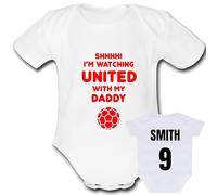 UNITED RED FREE PERSONALISATION Shhhh! I'm watching with Daddy Mummy Grandad Unique Football Babygrow Cute utd Baby Vest Grow Boys Girls Gift Babygrow utd sheffield Bodysuit MAN MANCHESTER ROTHERHAM