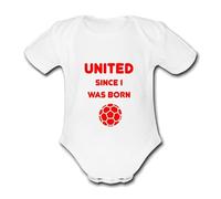 UNITED SINCE I WAS BORN PERSONALISED Unique Baby Vest Baby Grow Babygrow Boys Girls UNISEX FOOTBALL MANCHESTER