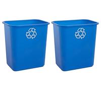 United Solutions 7 Gallon / 28 Quart Space Saving Recycling Bin, Fits Under Desk and Small, Narrow Spaces in Commercial, Kitchen, Home Office, and Dorm, Easy to Clean, 2 Pack, Recycle Blue