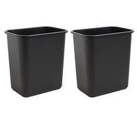 United Solutions 7 Gallon / 28 Quart Space Saving Trash Wastebasket, Fits Under Desk and Small, Narrow Spaces in Commercial, Kitchen, Home Office, and Dorm, Easy to Clean, Black, (WB0338) (Pack of 2)