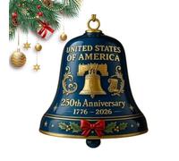 United States 250th Anniversary Bell Ornament, 1776-2026 Freedom Bell Ornaments, Handmade Metal Hanging BELLS Christmas Tree Decorations, Vintage-Style Patriotic Guardian BELLS for Veterans (Blue)