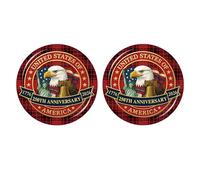 United States 250th Anniversary Brooch Button Decor Circle Decorative for Backpacks, 2.25", Plastic, no gemstone