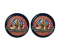 United States 250th Anniversary Brooch Button Decor Circle Decorative for Backpacks, 2.25", Plastic, no gemstone