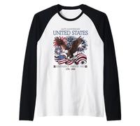 United States 250th Anniversary Eagle Fireworks Pride Raglan Baseball Tee