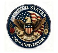 United States 250th Anniversary Lapel Pin Glass 250th US Founding Anniversary Patriotic Ornament, 1776-2026 Commemorative Gift for Independence Day and Patriotic Collectors, S, Stainless Steel, glass