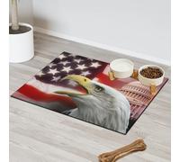 United States America Pet Feeding Mat for Cat Dog Water Bowl Food Mats America Bald Eagle Pet Feeding Mats Absorbent Nti-Slip Contain Spills Protects Floors Placemat 30.4 x 50.8 cm