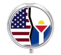 United States and French Saint Martin Flag Pill Case Travel Medicine Organizer Box