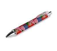 United States And Portugal Flags Retractable Ballpoint Pens 0.5mm Fine Black Inks Roller Smooth Writing Office Supplies 1 PCS