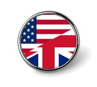 United States And UK Flag Round Brooch Cute Pin Badges Decoration Jewellery for Men Women Metal Lapel Pins