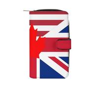 United States Canada and United Kingdom Flag Long Zippered Pouch Slim Clutch Organizer Purse Money and Credit Card Holder for Men Women