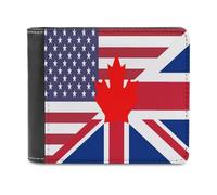 United States Canada and United Kingdom Flag Printed Bifold Wallet with Hidden Compartments Pocket Money and Credit Card Holder for Men Women
