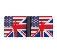 United States Canada and United Kingdom Flag Printed Bifold Wallet with Hidden Compartments Pocket Money and Credit Card Holder for Men Women