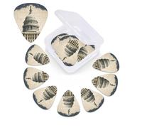 United States Capitol Guitar Picks 12 Pack 3 Different Thickness Celluloid Guitar Plectrums with Guitar Pick Storage Box Personalized Guitar Pick for Acoustic Guitar Picks