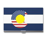 United States Colorado Flag Business Card Wallet Credit Card Holder Metal Square Small Pocket Purse