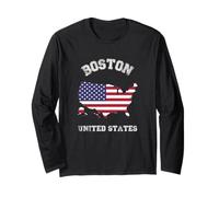 United States Distressed Flag Boston Long Sleeve T-Shirt