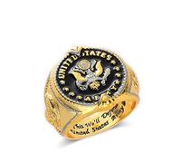 United States Federal Army Badge Slogan This We'll Defend Men's Two-Tone Ring Personalized Birthday Gift Jewelry Eternity Engagement Wedding Band Ring for Men ST.218 (7)
