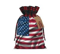 United States Flag Printed Christmas drawstring gift bags, cloth snack bags, suitable for candy, gifts, storage and Christmas parties