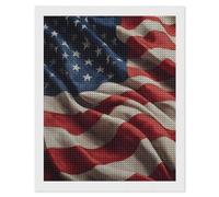 United States Flag Stacked Wavy Adults Diamond 5D Painting Kit Square Drill DIY Art Craft Wall Decor