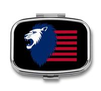 United States Lion Flag Travel Pill Organizer with Mirror