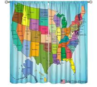 United States Map Curtains, Cartoon America USA State Distribution Colorful Educational Geography Blackout Window Drapes for Kids Bedroom Nursery Classroom Set 2 Panels,55x63 Inches