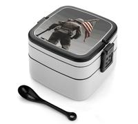 United States Marine Bento Box, 2 Compartments Meal-Prep Containers, Stackable Lunch Box with Lids, Reusable Divided Food Storage Containers for Travel, and Work