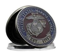 United States Marine Corps Challenge Coin EST.1775 U.S.M.C Devil Dog Metal Medal with Plastic Case Art Craft