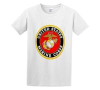 United States Marine Corps Logo Mens T-Shirt Printed Graphic Top Unisex White Tee L