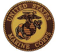 United States Marine Corps USMC Seal Logo Patch, with Iron-On Adhesive (Desert/Sand)