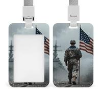 United States Marine ID Badge Holder with Vertical Card Badge Holder Waterproof Plastic Card Sleeve Badges Protector Case Name Tag ID Card Holder for Office Doctor Nurse Teachers