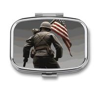 United States Marine Pill Box 2 Compartments Portable Travel Pill Case Mini Medicine Organizer for Pocket Purse Metal Waterproof Medicine Container Holder Vitamin Fish Oil