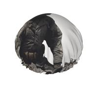 United States Marine Print Shower Cap for Women Men, Reusable Double-Layer Fabric Bathing Cap Girls Hair Caps, 27 CM