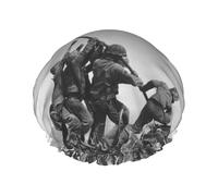 United States Marine Printed Double-Layer Shower Cap, Reusable Shower Cap, Suitable For Various Hair Lengths