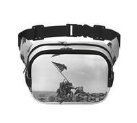 United States Marine Square Double-Layer Waist Bag with All-Over Print,Durable Twill Fabric, Multi-Pocket Fanny Pack for Outdoor Sports Travel
