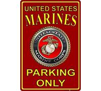 United States Marines Parking Only Sign Tin Metal Sign 12"x8"