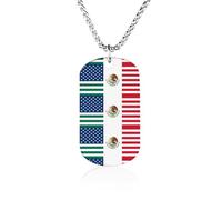 United States Mexico Friendship Flag Fashion Memorial Necklaces Printed Titanium Steel Pendant Jewelry Novelty Picture Necklace Dog Tags for Men Women