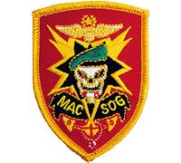 United States Military Armament Corporation MAC V Studies and Observations Group SOG Vietnam Shield Patch, with Iron-On Adhesive