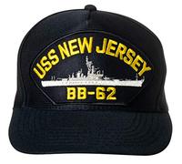 United States Navy USS New Jersey BB-62 Iowa-Class Battleship Emblem Patch Hat Navy Blue Baseball Cap