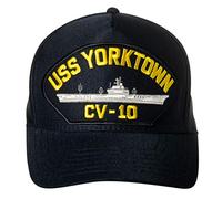 United States Navy USS Yorktown CV-10 Aircraft Carrier Ship Emblem Patch Hat Navy Blue Baseball Cap